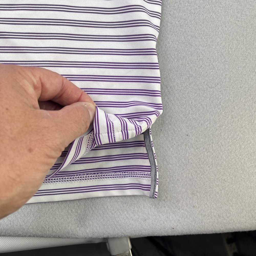 Adidas Golf Performance Polo Mens Large Purple Striped Shirt Memorial Tournament - Picture 5 of 12